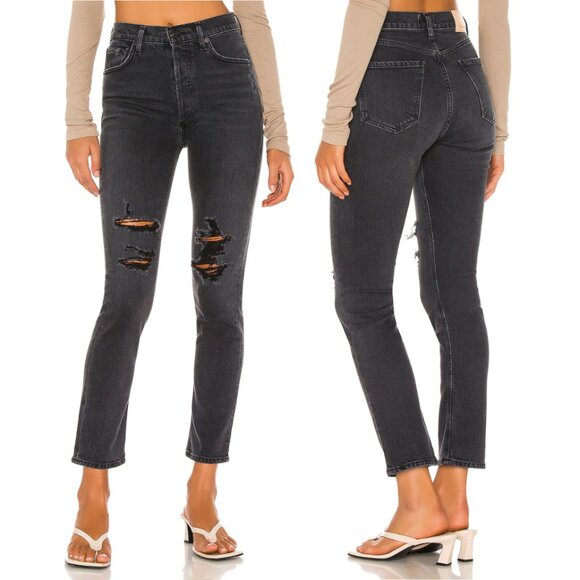 Citizens of Humanity Charlotte High Rise Distressed Straight Leg Jeans - Picture 1 of 15